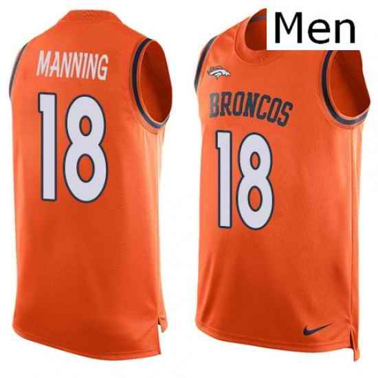 Men Nike Denver Broncos 18 Peyton Manning Limited Orange Player Name Number Tank Top NFL Jersey